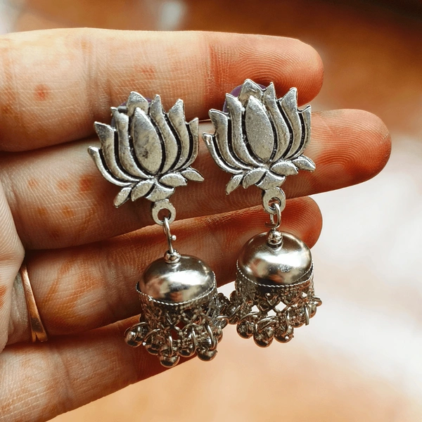 Blooming Lotus: Beaded Jhumka Earrings