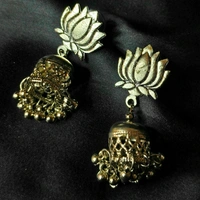 Blooming Lotus: Beaded Jhumka Earrings