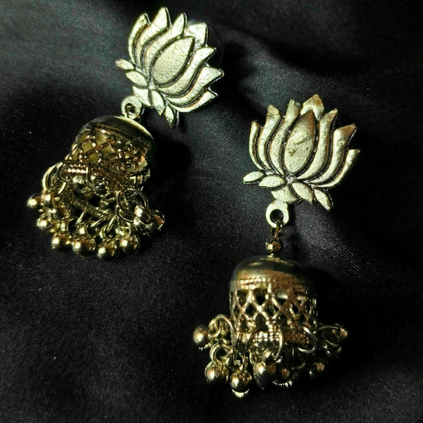 Blooming Lotus: Beaded Jhumka Earrings