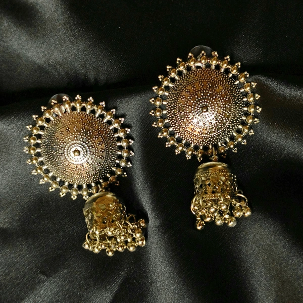 Chakra Fusion: Silver Jhumka Earrings with Beads