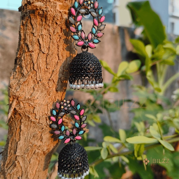 Classic Black Jhumkas: Handcrafted Beauty