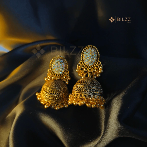 Golden Jhumka Earrings: Elegance Indian Jewelry