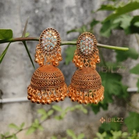 Golden Jhumka Earrings: Elegance Indian Jewelry