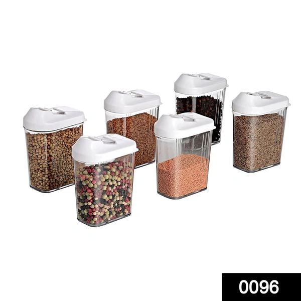 Plastic Easy Flow Storage Jar with Lid (750ml, Set of 6)
