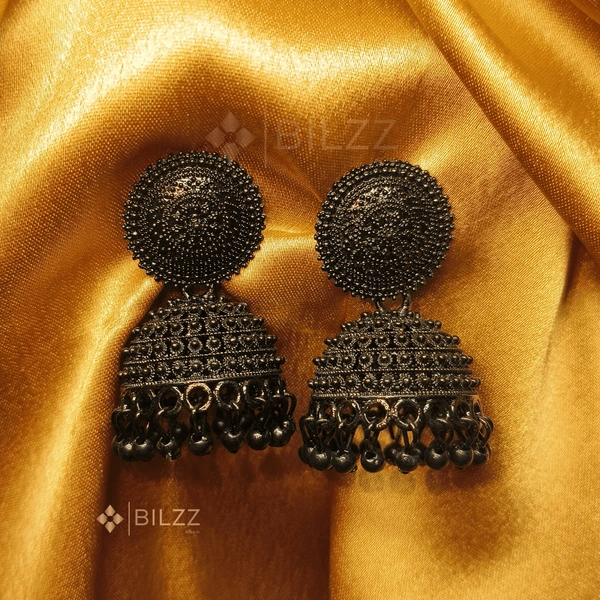 Radiant Black Jhumka Earrings: Statement Accessories