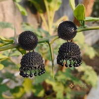 Radiant Black Jhumka Earrings: Statement Accessories