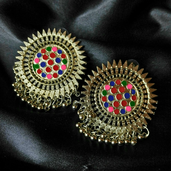 Rainbow Chakra Radiance: Multicolored Jhumka Earrings - Style 1