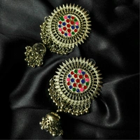 Rainbow Chakra Radiance: Multicolored Jhumka Earrings - Style 2