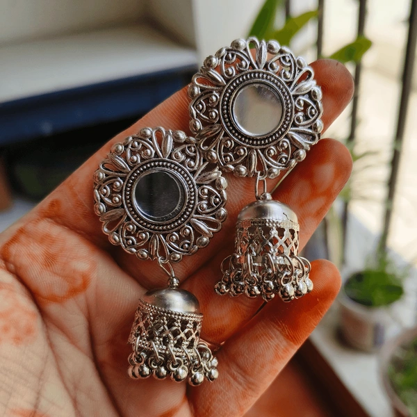 Shimmering Blossom: Circle Flower Jhumka Earrings