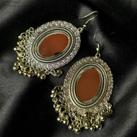 Silver Oval Jhumka Elegance Earrings