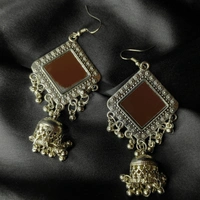Silver Prism: Silver Triangle Jhumka Earrings - Style 1