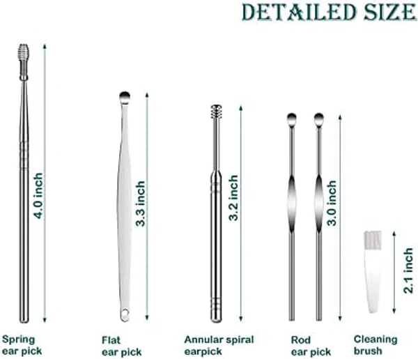 STAINLESS STEEL EAR PICK 6PSC