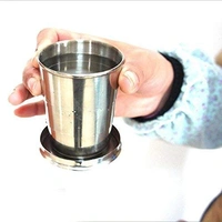 Stainless Steel Foldable Glass - 1 Piece, Silver,
