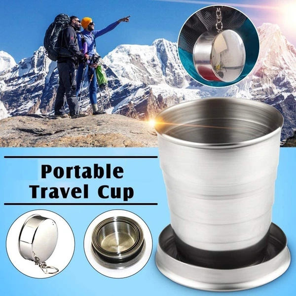 Stainless Steel Foldable Glass - 1 Piece, Silver,