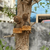 Traditional Golden Jhumka Earring: Handcrafted Elegance
