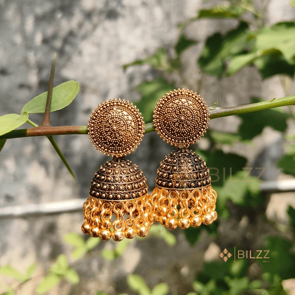 Traditional Golden Jhumka Earring: Handcrafted Elegance