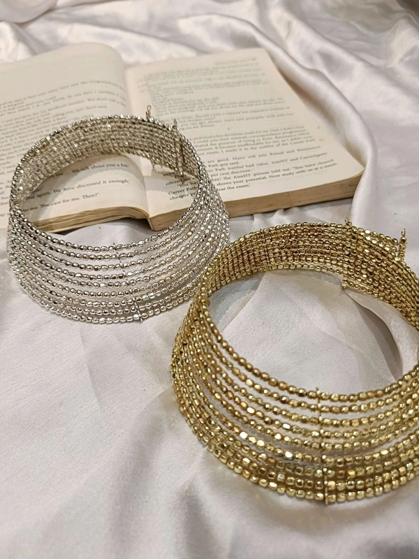BEADED BRACELET CHOKER  - Golden