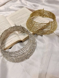 BEADED BRACELET CHOKER  - Silver