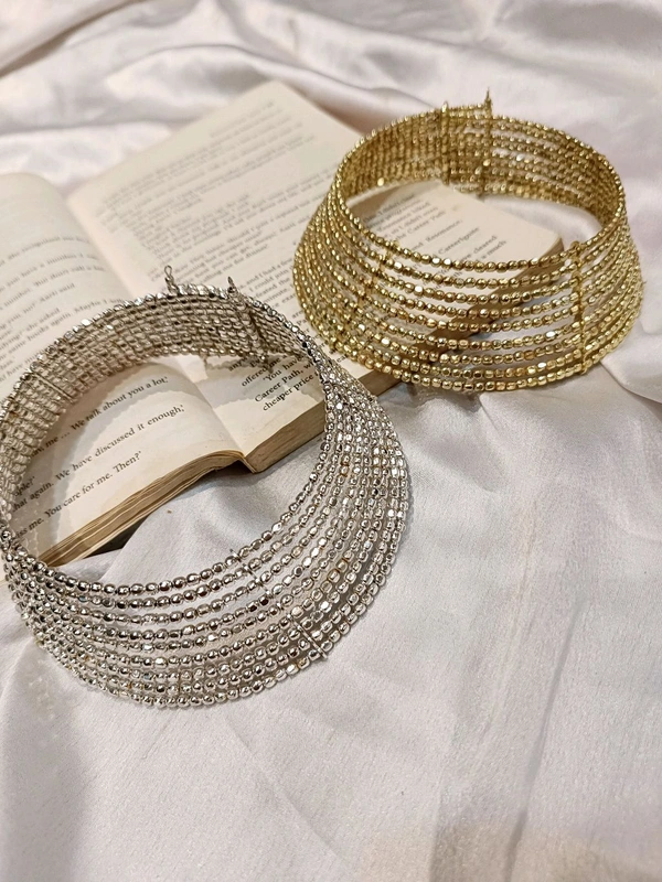 BEADED BRACELET CHOKER  - Silver