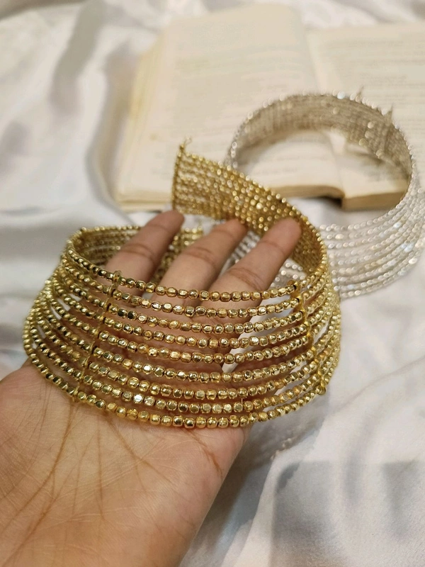 BEADED BRACELET CHOKER  - Silver