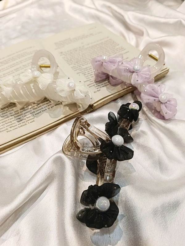 ORGANZA BOW CLAW  - Black