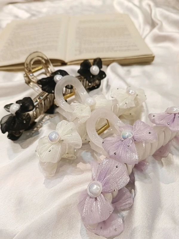 ORGANZA BOW CLAW  - Lilac