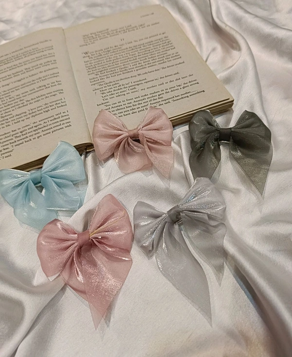 ORGANZA BOW CLIPS  - Peach