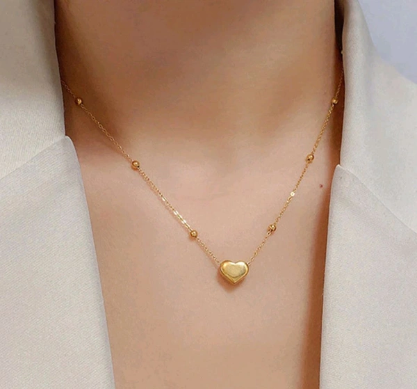 GOLDEN HEART BEADED NECKPIECE ( ANTI TARNISH - STAINLESS STEEL) 