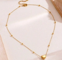 GOLDEN HEART BEADED NECKPIECE ( ANTI TARNISH - STAINLESS STEEL) 