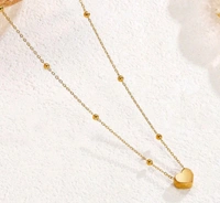 GOLDEN HEART BEADED NECKPIECE ( ANTI TARNISH - STAINLESS STEEL) 