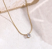 CRYSTAL TEAR DROP NECKPIECE ( ANTI TARNISH - STAINLESS STEEL) 
