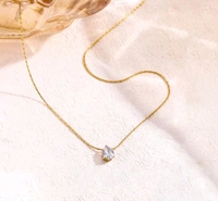 CRYSTAL TEAR DROP NECKPIECE ( ANTI TARNISH - STAINLESS STEEL) 