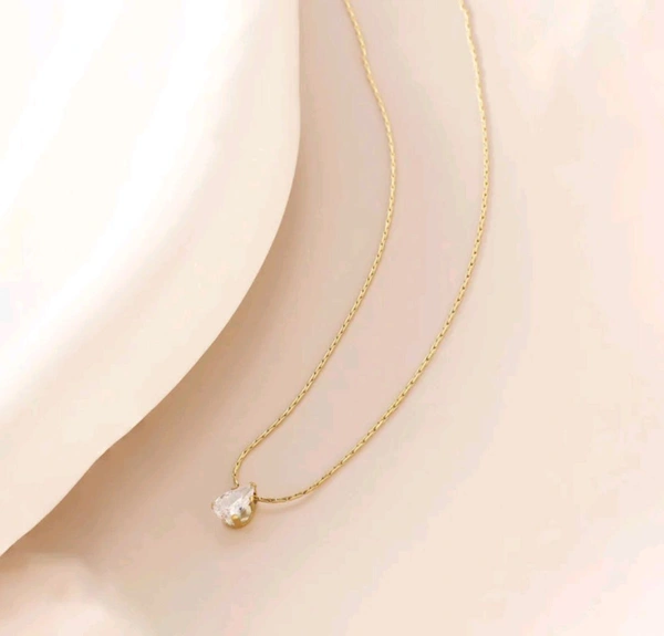 CRYSTAL TEAR DROP NECKPIECE ( ANTI TARNISH - STAINLESS STEEL) 
