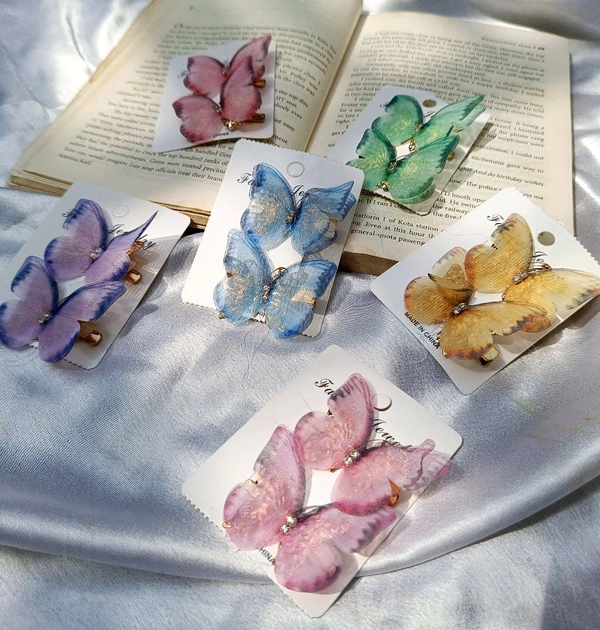 ORGANZA BUTTERFLY CLIP CARDS  - Light Pink