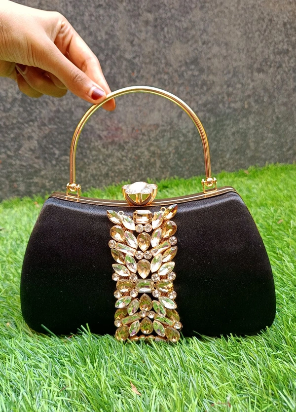 PREMIUM BLACK STONE WORK CLUTCH 