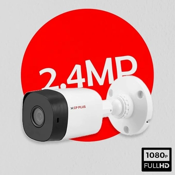 CP PLUS CP-URC-TC24PL2-V3  Outdoor Wired Bullet Security Camera | 2.4 MP| 3.6 MM | 1080P Full HD Recording  (White)