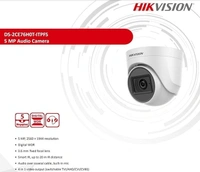 HIKVISION 5 MP Indoor Dome CCTV Camera with inbuilt Audio Mic DS-2CE76H0T-ITPFS White Wired, 1080P