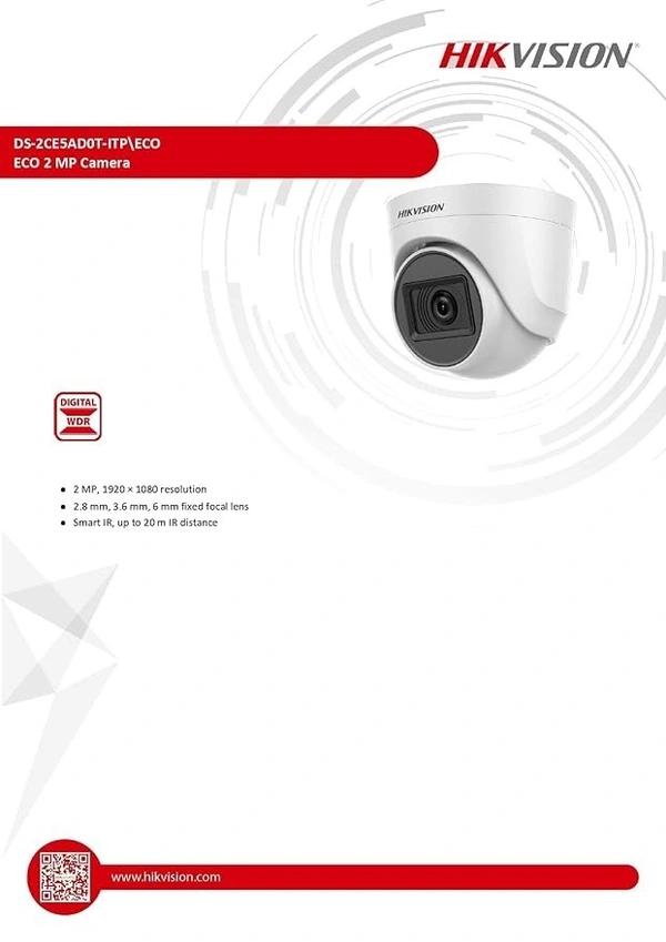HIKVISION 2Mp ECO DOM Indoor Wired Color Camera for Dvr Ds-2Ce5Ad0T-Itp Eco
