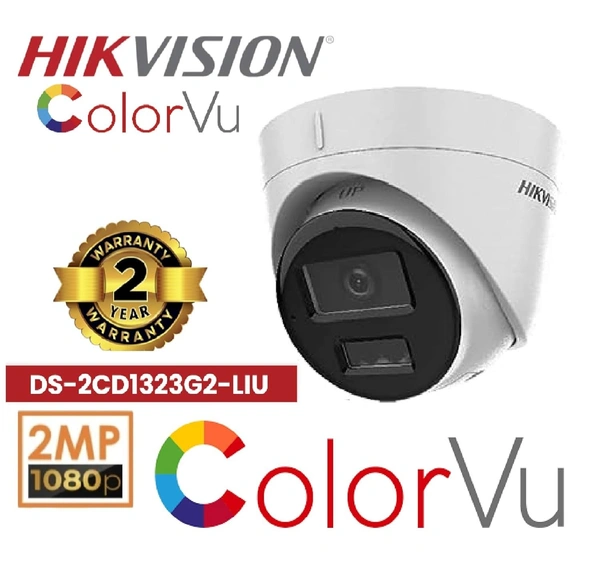 HIKVISION 1080p/2MP Smart Dual-Light Network Indoor IP Dome CCTV Camera Built-in Wireless Microphone for Nvr + Ip67 & Human and Vehicle Detection (Ds-2Cd1323G2-Liu) 
