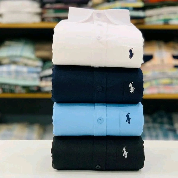 RL Polo Men's Plain Shirt Combo - Pack of 4 | Premium Cotton | Casual & Formal Wear - XL-42