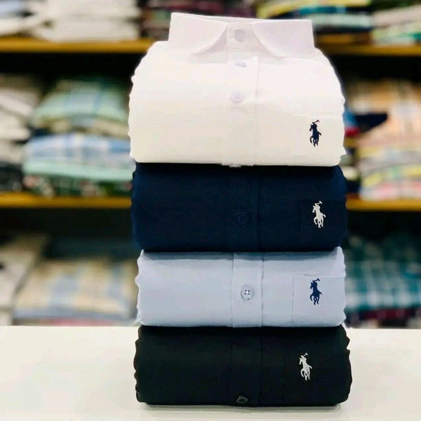 RL Polo Men's Plain Shirt Combo - Pack of 4 | Premium Cotton | Casual & Formal Wear - XXL-44