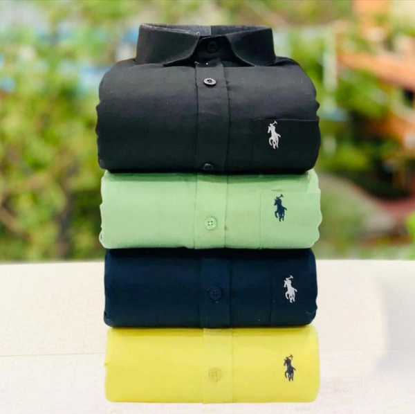 RL Polo Men's Plain Shirt Combo - Pack of 4 | Premium Cotton | Casual & Formal Wear - XXL-44