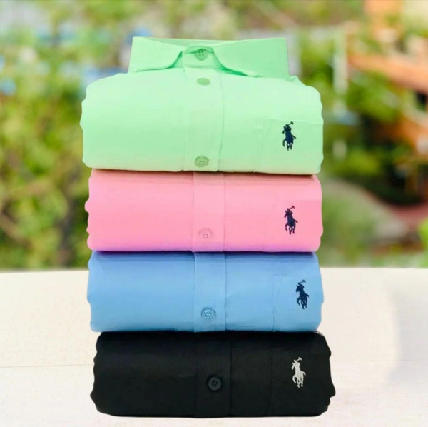 RL Polo Men's Plain Shirt Combo - Pack of 4 | Premium Cotton | Casual & Formal Wear - L-40