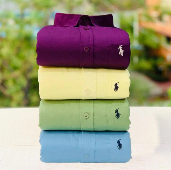 RL Polo Men's Plain Shirt Combo - Pack of 4 | Premium Cotton | Casual & Formal Wear - M-38