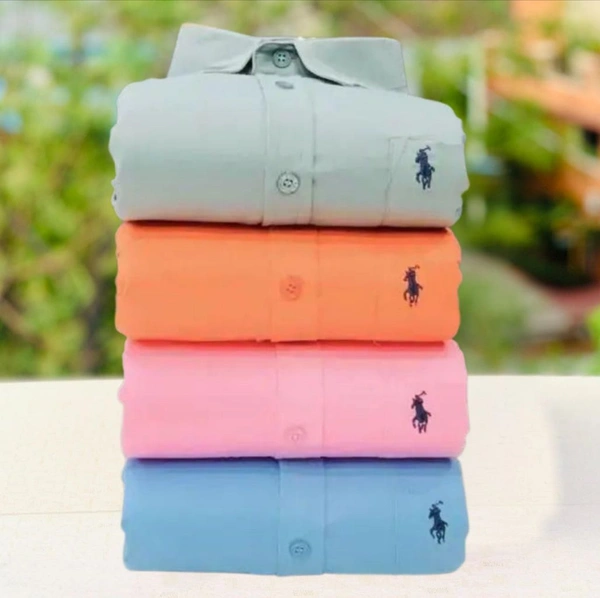 RL Polo Men's Plain Shirt Combo - Pack of 4 | Premium Cotton | Casual & Formal Wear - L-40