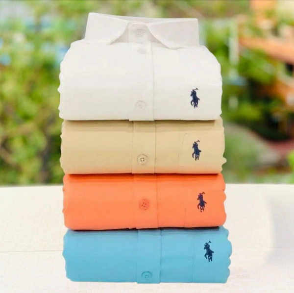 RL Polo Men's Plain Shirt Combo - Pack of 4 | Premium Cotton | Casual & Formal Wear - XXL-44