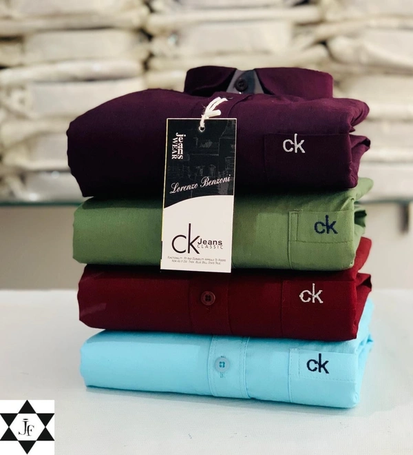 C k Men's Plain Shirt Combo - Pack of 4 | Premium Cotton | Casual & Formal Wear - L- 40