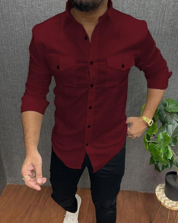 Double Pocket Men's Plain Shirt Combo - Pack of 4 | Premium Cotton | Casual & Formal Wear - M-38