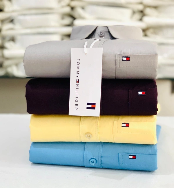 Tommy Men's Plain Shirt Combo - Pack of 4 | Premium Cotton | Casual & Formal Wear - M- 38