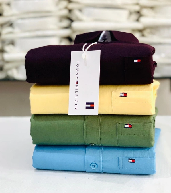 Tommy Men's Plain Shirt Combo - Pack of 4 | Premium Cotton | Casual & Formal Wear - M- 38